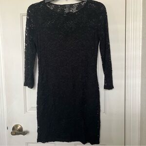 Forever 21 Black Lace Long Sleeve Bodycon Mini Dress